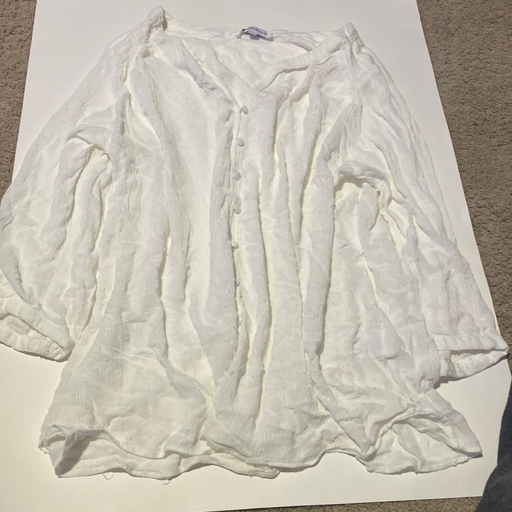 White loose flowy blouse from rose + olive